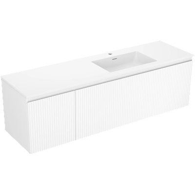 Rivel шкаф за баня 160 см с мивка Otis дясна, 1S, 1D, набразден, бял мат (91A23-16047-3-BBFF01-W18P01)