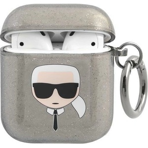 Karl Lagerfeld Калъф Karl Lagerfeld KLA2UKHGK Glitter Karl`s Head, за Apple AirPods, (KF000831-0)
