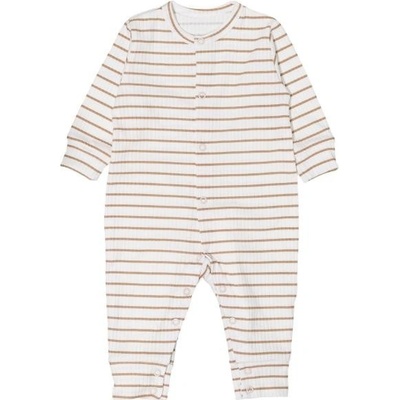 MBaby Kojenecký overálek pyžámko bez šlapek bavlna Proužek béžový