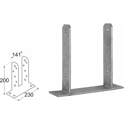 Domax zaskrutkovacia pätka stĺpika typu TT PST 140 - 141 x 230 x 60 x 200 mm 8 ks