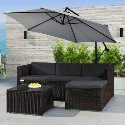 Juskys Zahradní ratanový set Punta Cana M - černý/antracit podušky – Zbozi.Blesk.cz