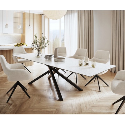 DELIFE Edge 200 x 100 cm keramika Laminam Statuarietto bílá podnož ve tvaru V střední černá