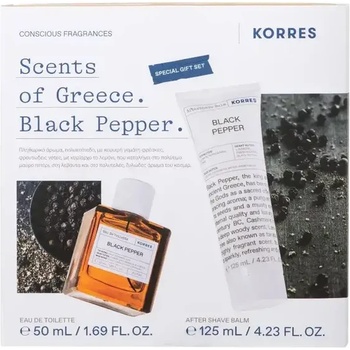 KORRES Промо Тоалетна вода за мъже Черен пипер + афтършейв балсам , Korres Black Pepper Eau De Toilette 50 ml + Black Pepper Aftershave ? alm 125 ml