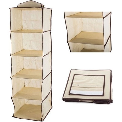 Verk 01334 Závěsný organizér s 5 přihrádkami 30x30x100cm béžová