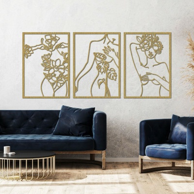 Moderní obraz žen s květinami třídílný set | ELEGANCE 4476 PR0480
