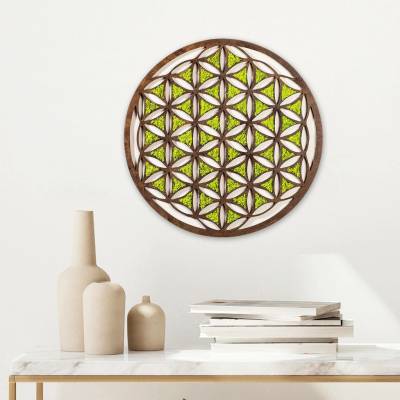 ASIR Kulatá nástěnná dekorace GEOMETRIC bronzová a zelená