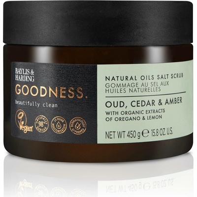 Baylis & Harding Goodness Oud Cedrové dřevo & Ambra tělový peeling 450 g