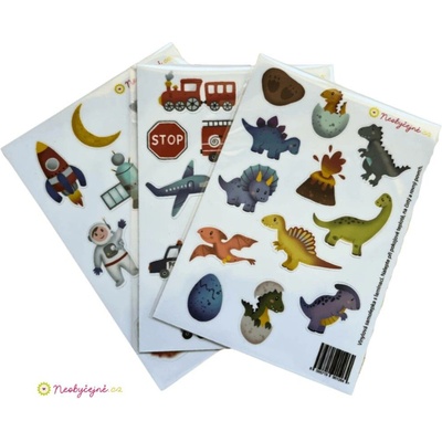 Neobyčejně Vinylové samolepky na kolo a odrážedlo sada Dino Doprava Vesmír