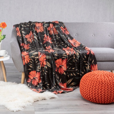 Essex Deka mikrovlákno HIBISKUS černá/červená 150x200