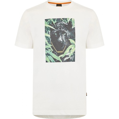 Boss Тениска Boss Mens BOSS ORANGE Animal Short Sleeve Graphic T-Shirt - White