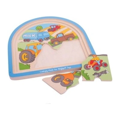 Bigjigs Toys - Дървен многослоен пъзел - Ферма (BJ589)