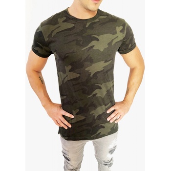 Hollister Long Fit Crew Cao stylové ové triko s krátký rukáve Maskáč