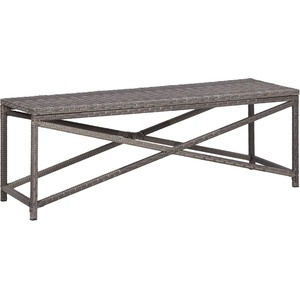 vidaXL Градинска пейка, 120 см, полиратан, сива (46211)