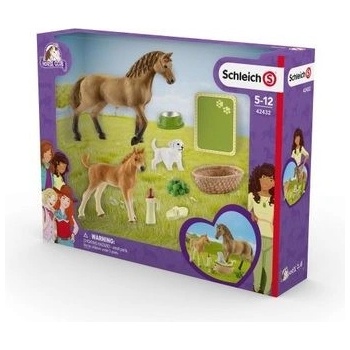 Schleich 42432 Set hříbě a Quarter kůň se štěňátkem a doplňky