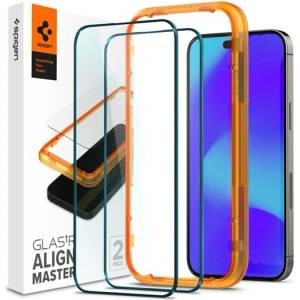 Spigen iPhone 14 Pro SPIGEN ALM FC защитно стъкло 2бр. 2.5D, подчертан цвят, BLACK AGL05216 (AGL05216)