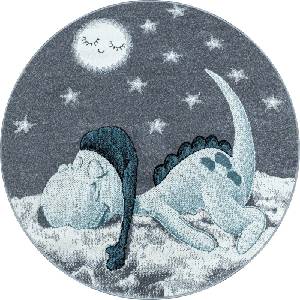 Ayyildiz Синьо-сив детски килим ø 120 cm Bambi - Ayyildiz Carpets (BAMBI1201200840BLUE)