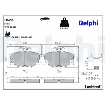 Sada brzdových platničiek kotúčovej brzdy DELPHI LP459