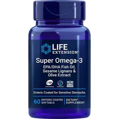 Life Extension Super Omega-3 EPA/DHA Fish Oil Sesame Lignans & Olive Extract 60 enterických kapsúl
