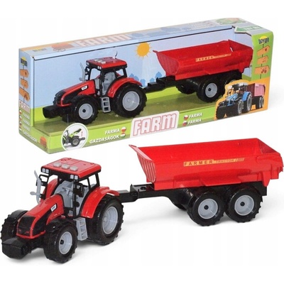 LEANToys Zelený traktor s červeným přívěsem a zvukem