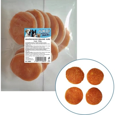 JUKO Snacks Kolečko buvolí obalené kuřecím masem 5 cm 10 ks