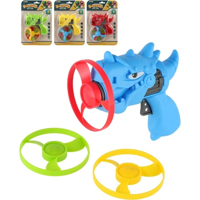 Vystřelovací vrtulka 3ks startér pistole dinosaurus plast 4 barvy na kartě 15,5x24x5cm