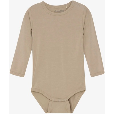 Dětské body s dlouhým rukávem z bambusu hnědé Simply Taupe MINYMO