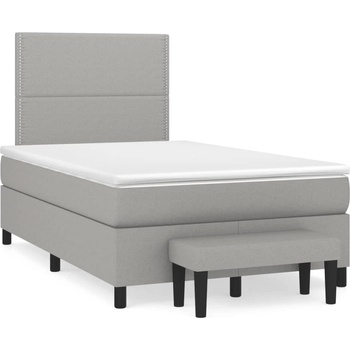 vidaXL Боксспринг легло с матрак, светлосиво, 120x190 см, плат (3270348)
