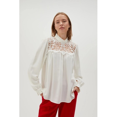 Moodo Бяла дамска блуза с дантела Moodo | Byal | ЖЕНИ | XS