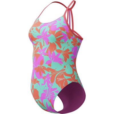 Speedo Allover Lane Line Back Girls Kaluna Floral/Arctic