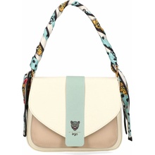 Dámska kožená crossbody kabelka béžovo-mätová EGO ECS0037WF