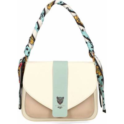 Dámska kožená crossbody kabelka béžovo-mätová EGO ECS0037WF