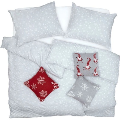 SCANquilt Obliečky JERSEY vločky sivá biela 140x200 70x90