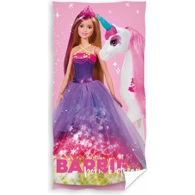 Carbotex Bavlnená osuška 70 x 140 cm Barbie a Jednorožec