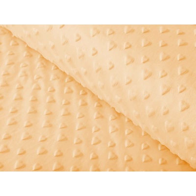 Dětská látka Minky 3D srdíčka MKS-007 Světle meruňková - šířka 150 cm