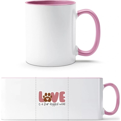 PrintEQ TTH Dvoubarevný Hrnek Design s tématem Pes a Láska Bílá Anitcká Růžová Standard Dárky 250 ml