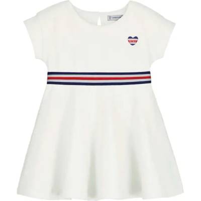 Mayoral Рокля трико Мръсно бял цвят с контрастни ивици за бебе момиче Mayoral