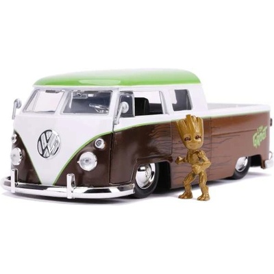 Jada Toys Guardians of the Galaxy Marvel Hollywood Rides Diecast Model 1963 Volkswagen Bus Pick-up s figurkou Groot 1:24