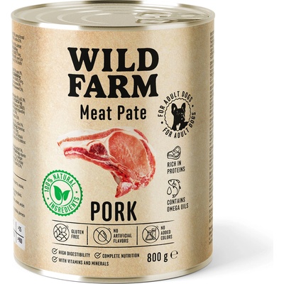 WILD FARM Пастет от свинско месо 800 г безглутенова храна за кучета