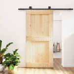 vidaXL Преплъзваща се врата 100 x 210 cm Естествено и черно (3444997)
