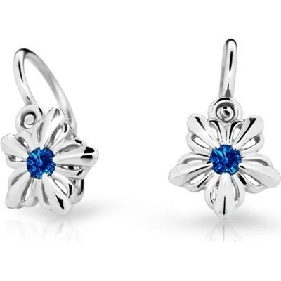 Danfil dievčenské náušnice kvetiny C2238 z bieleho zlata dark blue brizura