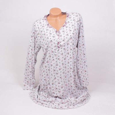 Сива памучна нощница с малки цветенца