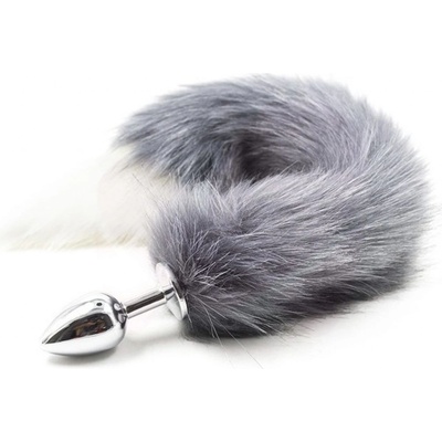 Basic X kovový anální kolík s ocasem šedý