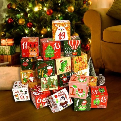 4Leaders Adventní kalendář s plnitelnými krabičkami 24 ks 7×7×7 cm
