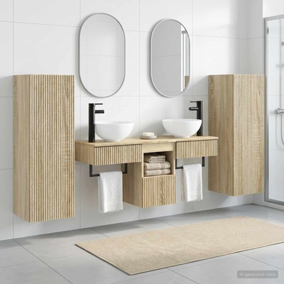 vidaXL Комплект мебели за баня 5 бр. Дъб сонома 33 x 34, 5 x 100 см (3405965)