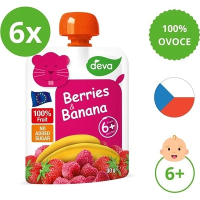 DEVA jahoda malina banán 6 x 90 g