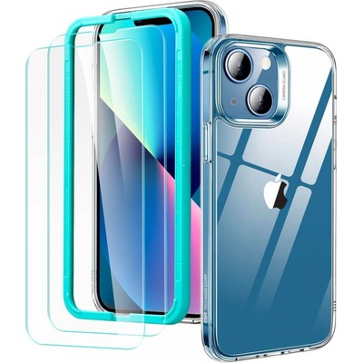 ESR Classic Hybrid Protection Set - хибриден удароустойчив кейс и 2 броя стъклено защитно покритие за дисплея на iPhone 13 (прозрачен)