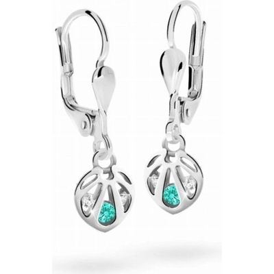 Danfil dětské náušnice C2265 z bílého zlata s kamínkem Mint Green zapínání klapka