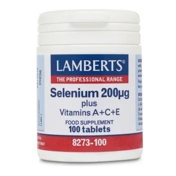 LAMBERTS Хранителна добавка Селен + Витамини A+C+E, Lamberts Selenium 200g plus A+C+E 100 tablets