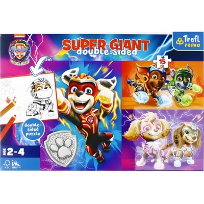 Trefl GIANT obojstranné Skvelý tím Tlapkové patroly / Paw patrol v krab. 40x27cm 24m+ 15 dielov