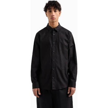 Giorgio Armani Риза с дълъг ръкав Armani Exchange Men's Long Sleeve Patterned Shirt - Black FC041